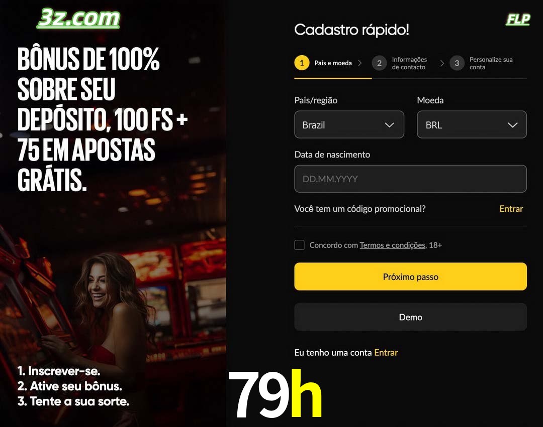 79h registro oficial cassino online Brasil com bônus de depósito e free spins